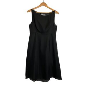 Chaiken Black Mini Dress 100% Silk Chiffon Lined LBD Classic Preppy Minimalist M